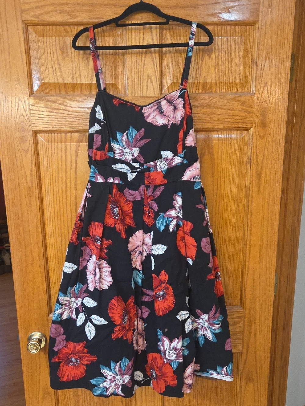 City Chic Black Dress with Pink Floral Accent